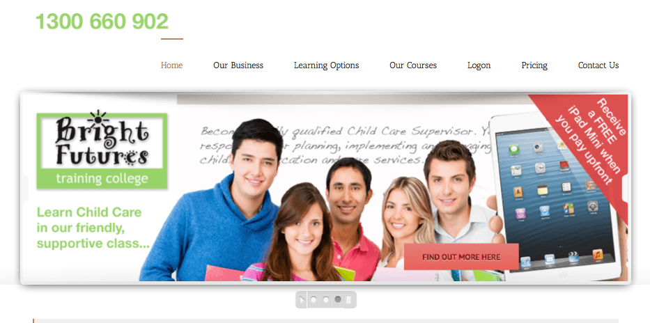 childcare website page