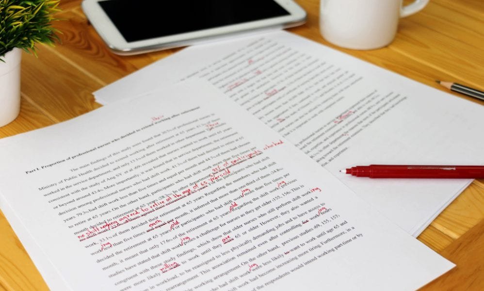 copy editing with pen