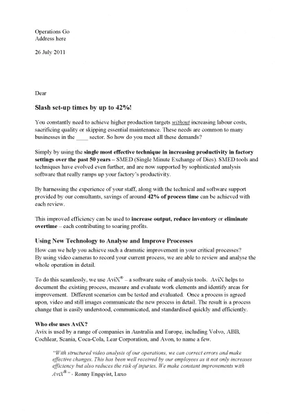 sales letter copy written