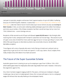 Superannuation article writing example
